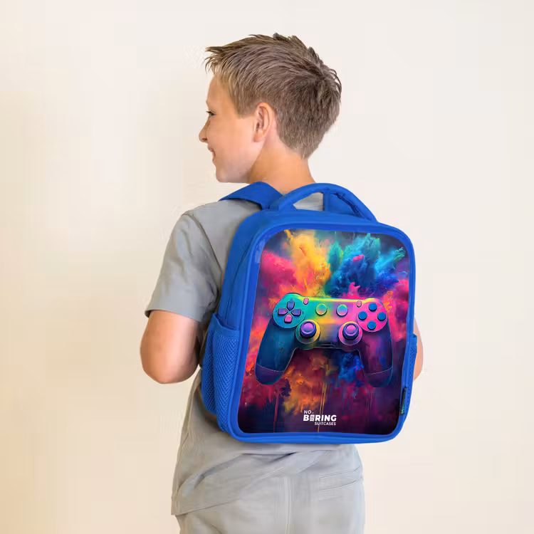 Kinderrucksack - Blau - Spiel - Controller - Bunt - Explosion — 6