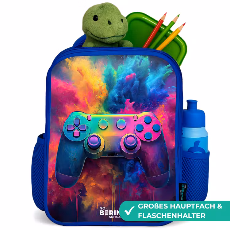Kinderrucksack - Blau - Spiel - Controller - Bunt - Explosion — 7