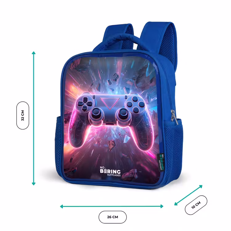 Kinderrucksack - Blau - Spiel - Controller - Neon — 5