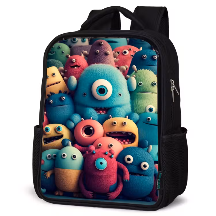 Kinderrucksack - Schwarz - Monster Crowd — 2