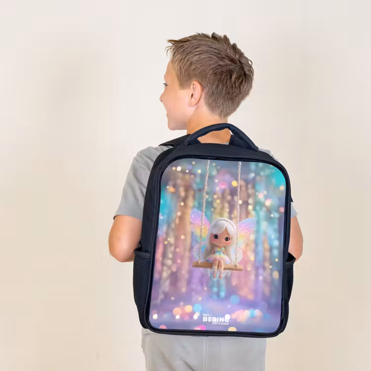 Kinderrucksack - Schwarz - Fee - Elf - Regenbogen — 3