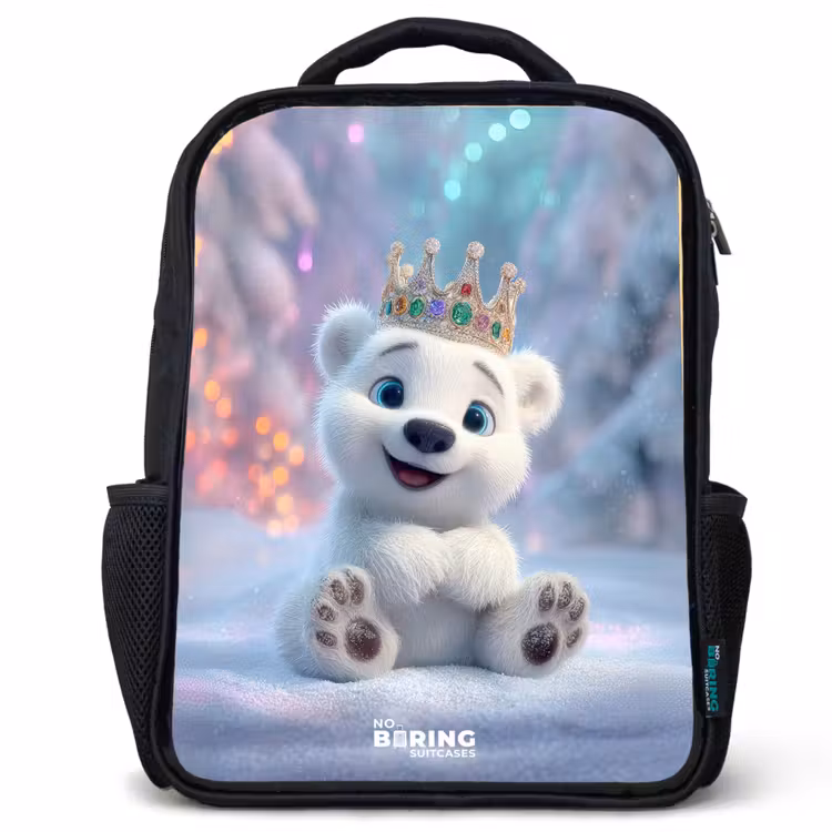 Kinderrucksack - Schwarz - Eisbär - Krone - Winter — 1
