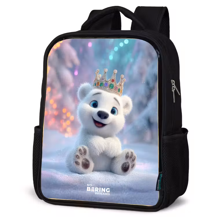 Kinderrucksack - Schwarz - Eisbär - Krone - Winter — 2