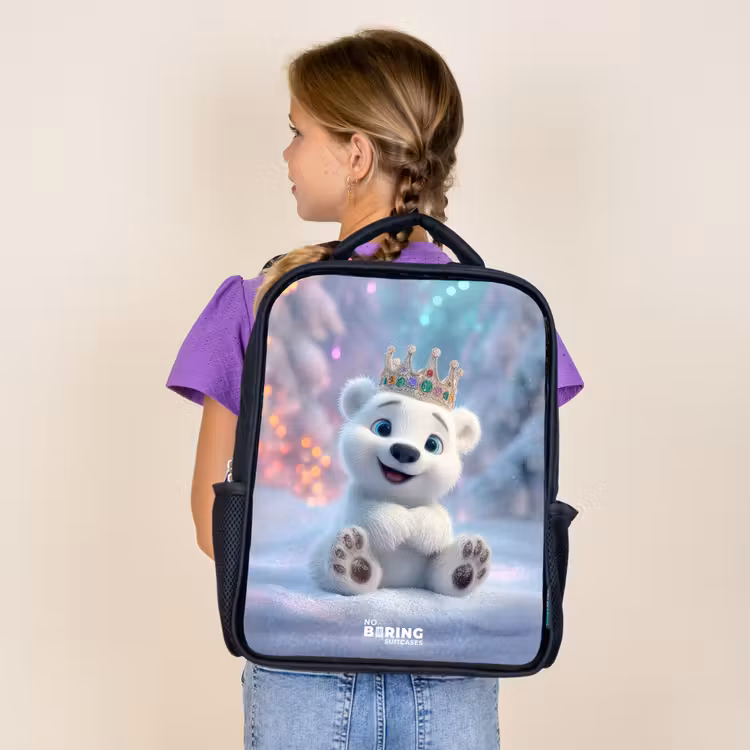 Kinderrucksack - Schwarz - Eisbär - Krone - Winter — 4
