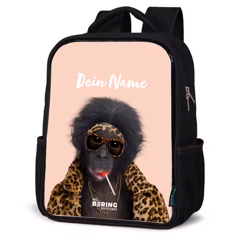 Kinderrucksack - Schwarz - Affe mit Loly — 2