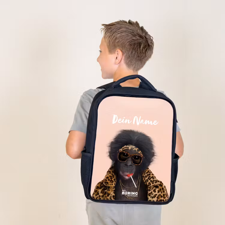 Kinderrucksack - Schwarz - Affe mit Loly — 3