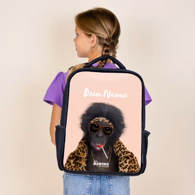 Kinderrucksack - Schwarz - Affe mit Loly — 4