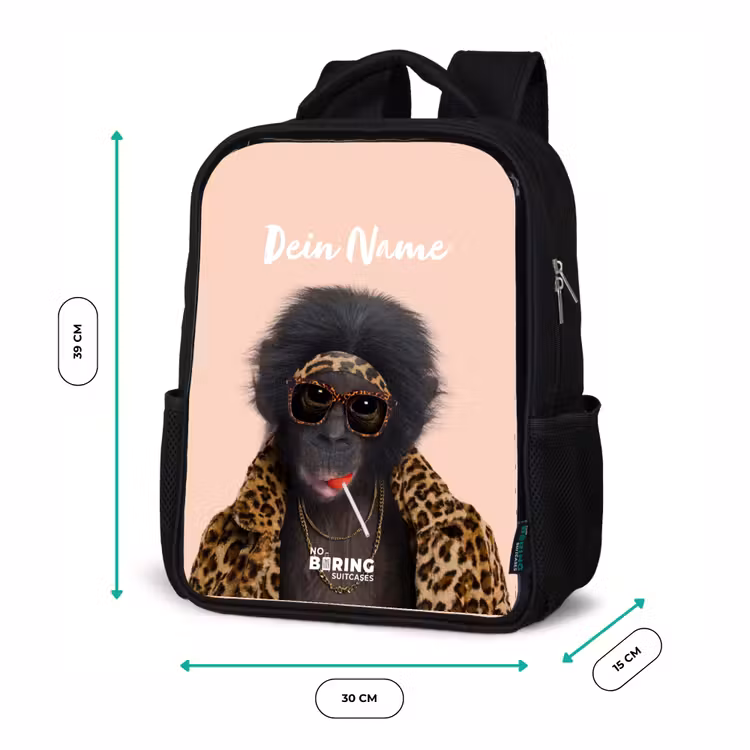 Kinderrucksack - Schwarz - Affe mit Loly — 7