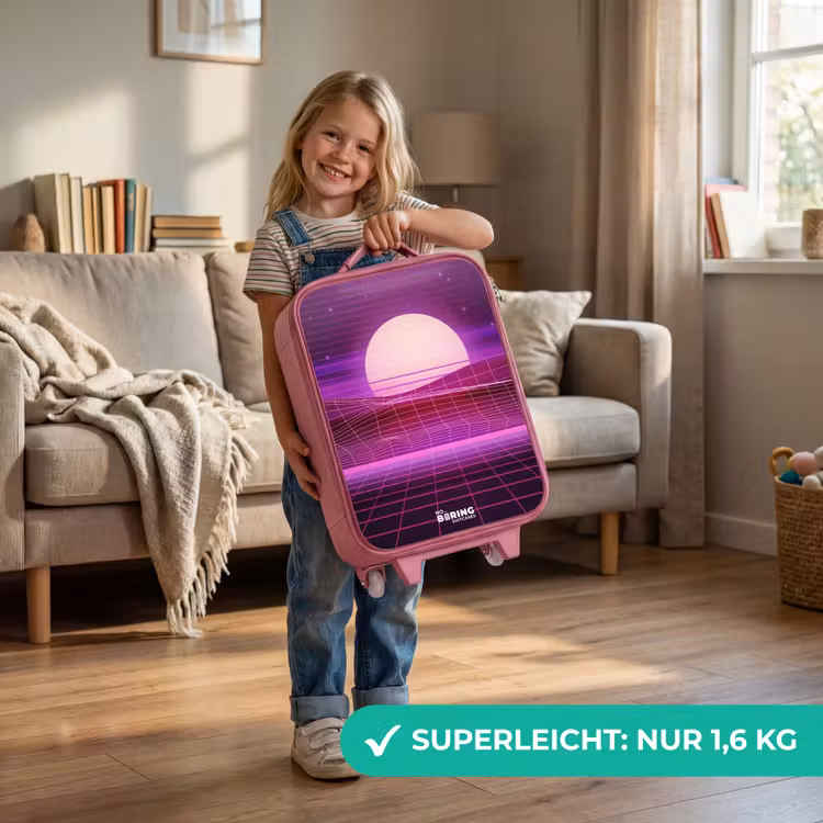 Kinderkoffer Rosa - Gitternetzlandschaft mit Sonne — 2