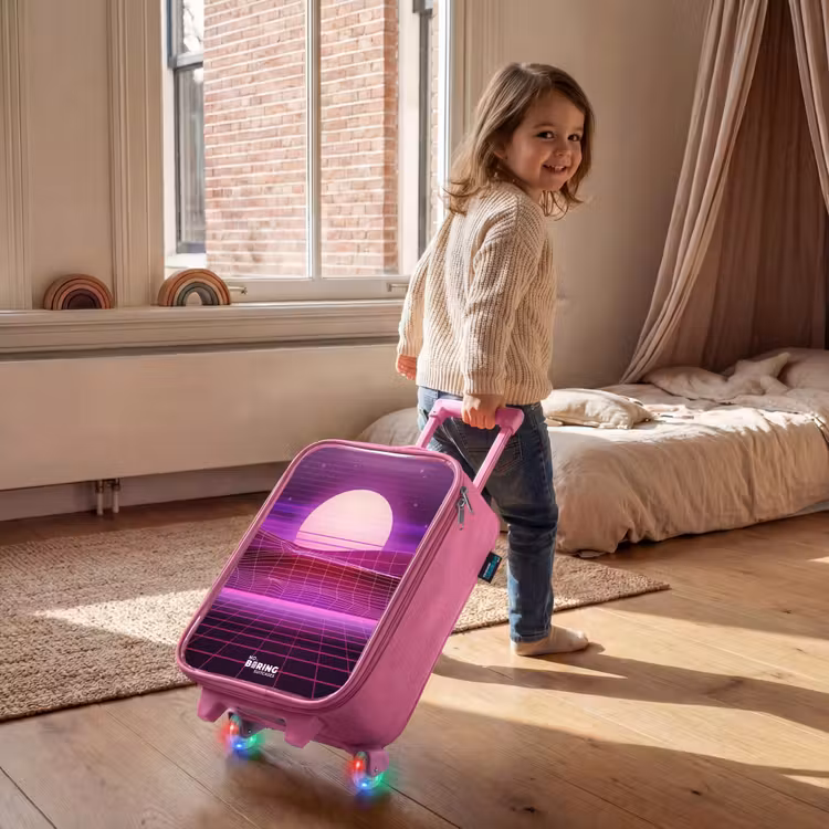 Kinderkoffer Rosa - Gitternetzlandschaft mit Sonne — 3