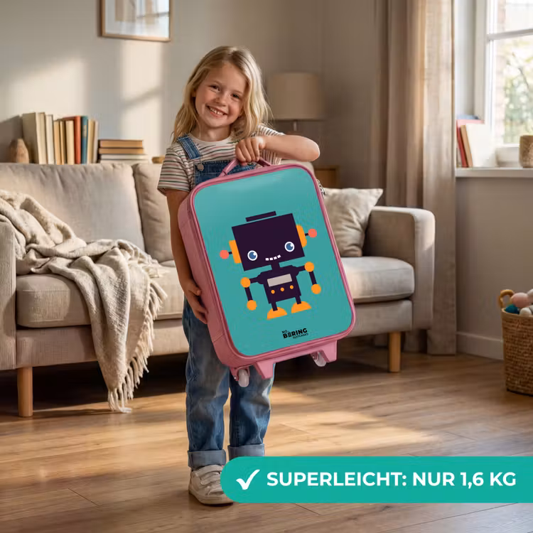 Kinderkoffer Rosa - Grüner Roboter — 2