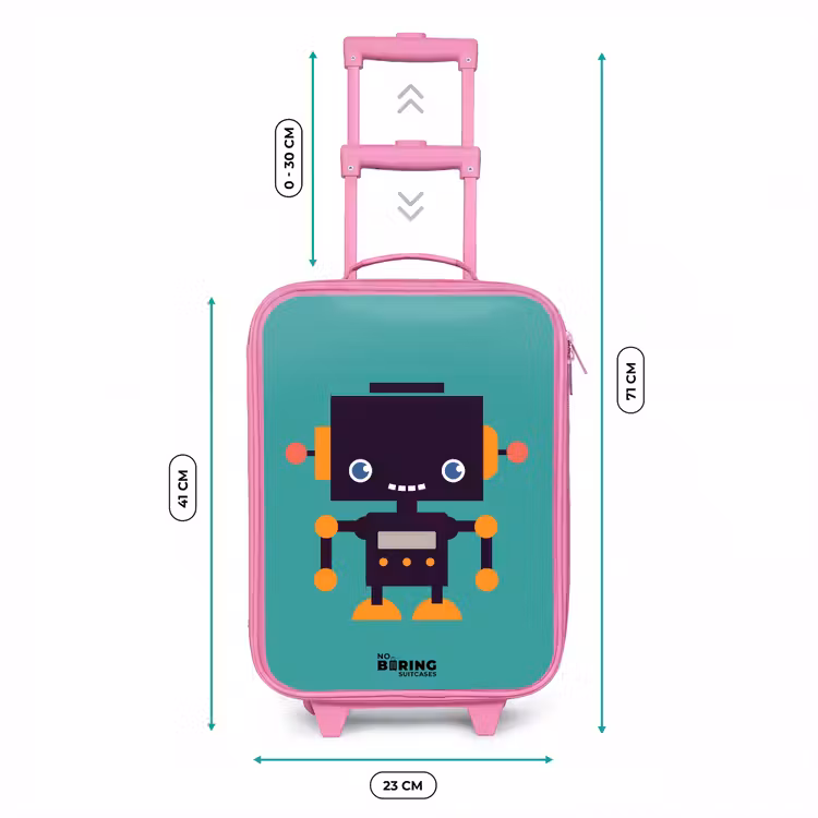 Kinderkoffer Rosa - Grüner Roboter — 6