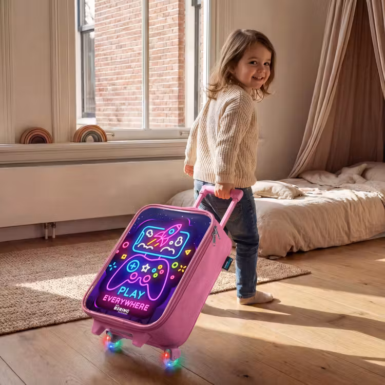 Kinderkoffer Rosa - Neon-Illustration mit einem Controller — 3