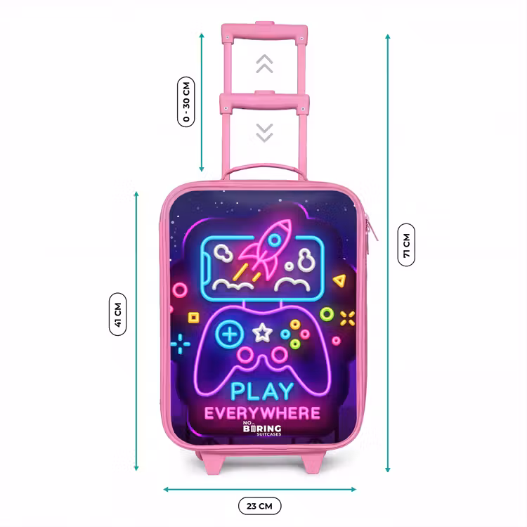 Kinderkoffer Rosa - Neon-Illustration mit einem Controller — 6