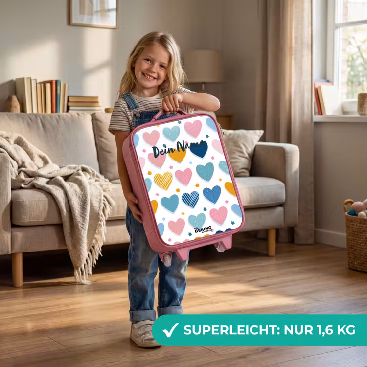 Kinderkoffer Rosa - Herz-Muster — 2