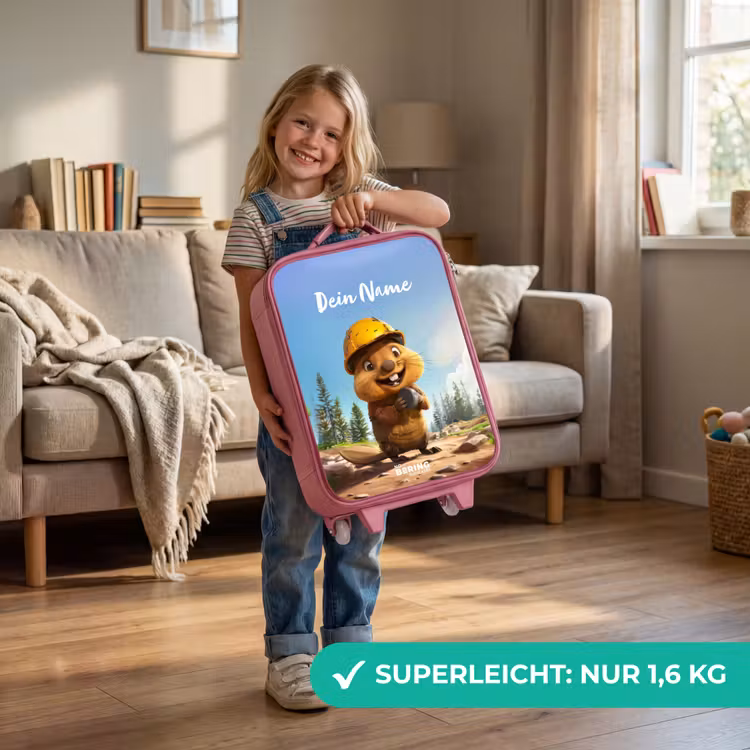 Kinderkoffer Rosa mit Name - Billy Bauhelm — 2