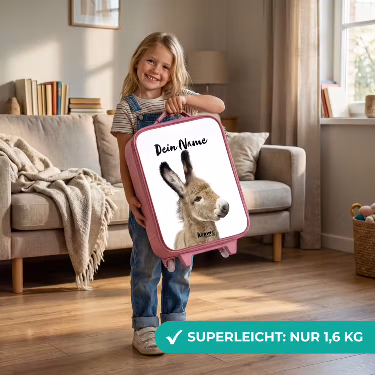 Kinderkoffer Rosa mit Name - Eddy Esel — 2