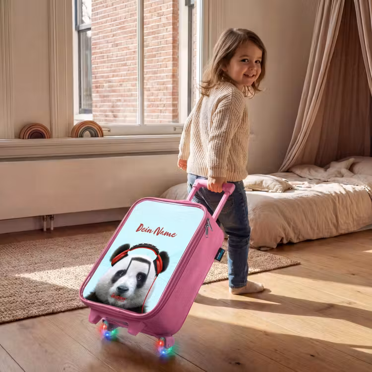 Kinderkoffer Rosa mit Name - Kees der Panda — 3