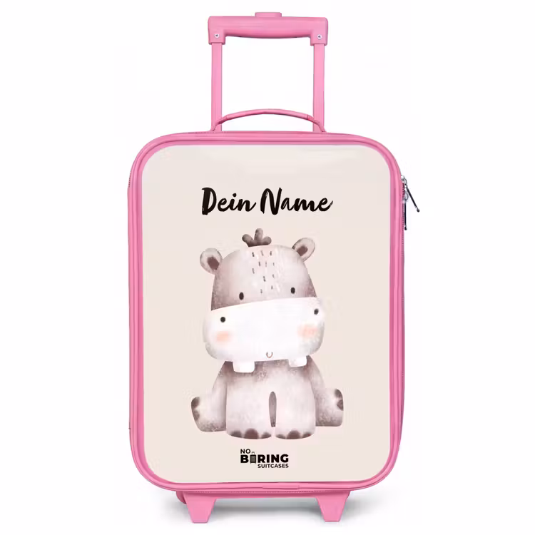 Kinderkoffer Rosa mit Name - Nigel Nilpferd — 1