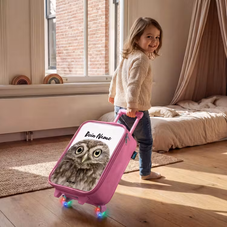 Kinderkoffer Rosa mit Name - Ulke Eule — 3