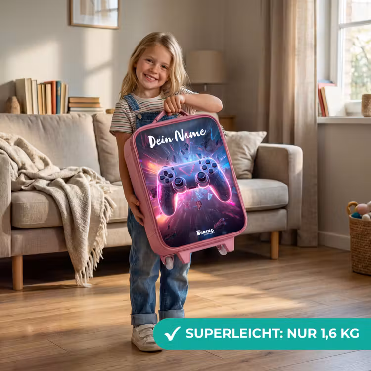 Kinderkoffer Rosa mit Name - Controller - Neon - Spiel — 2