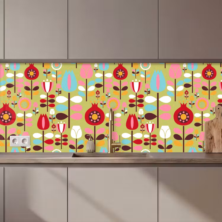 Küchenrückwand - Muster - Blumen - Farben — 1