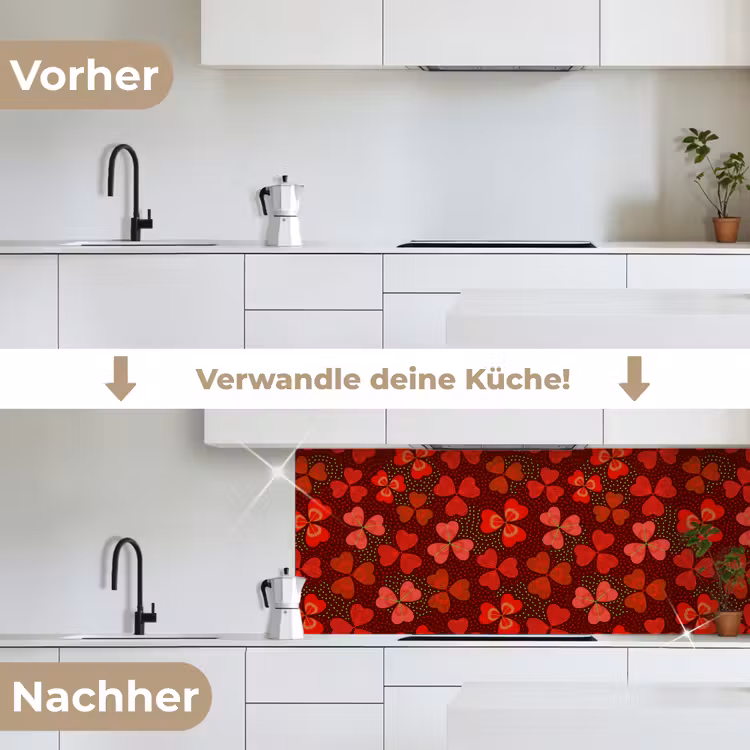 Küchenrückwand - Muster - Klee - Rot — 3