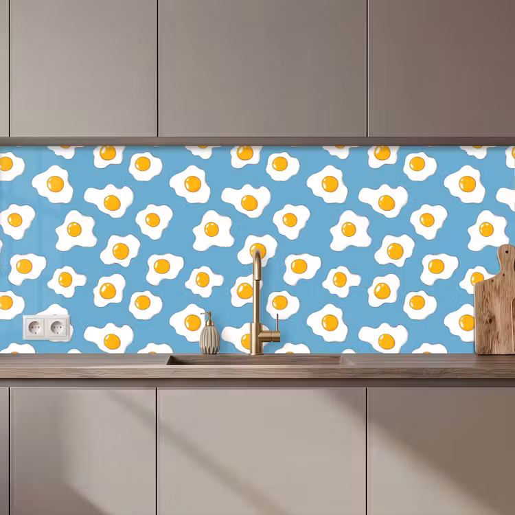 Küchenrückwand - Eier - Eigelb - Blau — 1