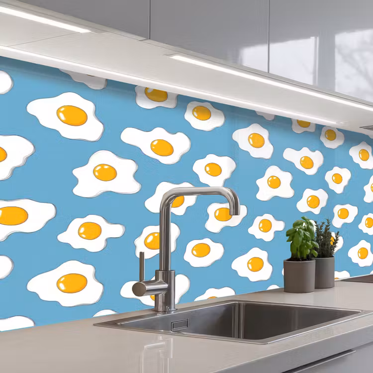 Küchenrückwand - Eier - Eigelb - Blau — 2