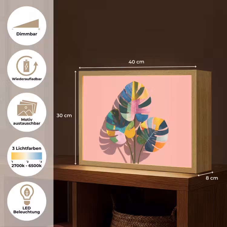 Lightbox - Wandleuchte - Blätter - Gemalt - Bunt — 9