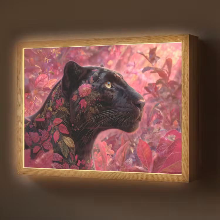 Lightbox - Wandleuchte - Leopard - Blumen - Rosa — 1
