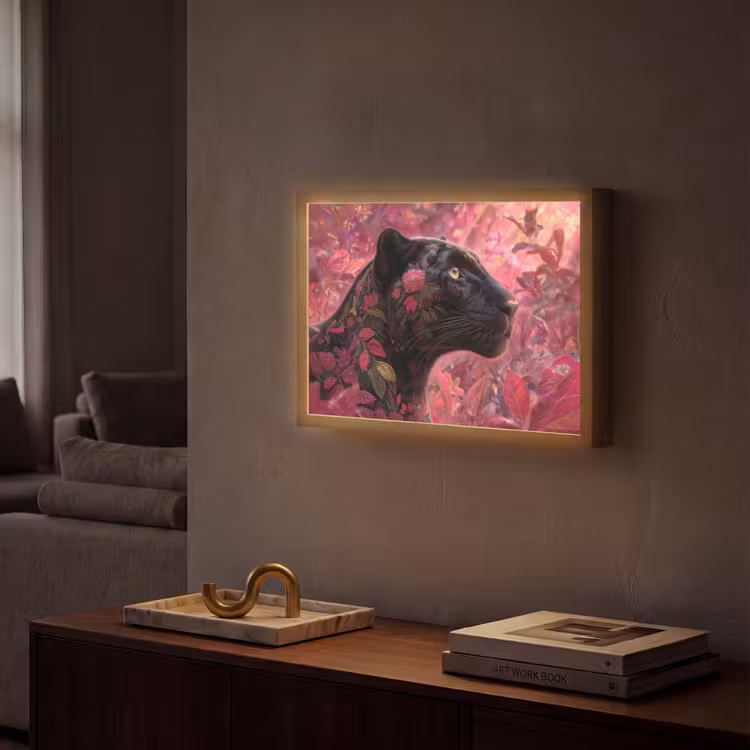 Lightbox - Wandleuchte - Leopard - Blumen - Rosa — 2