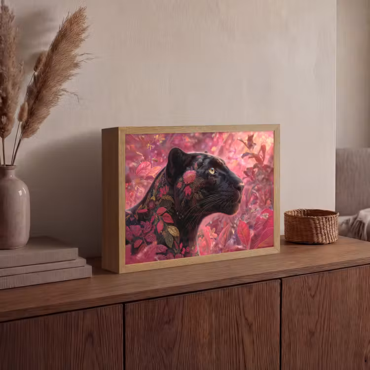 Lightbox - Wandleuchte - Leopard - Blumen - Rosa — 4