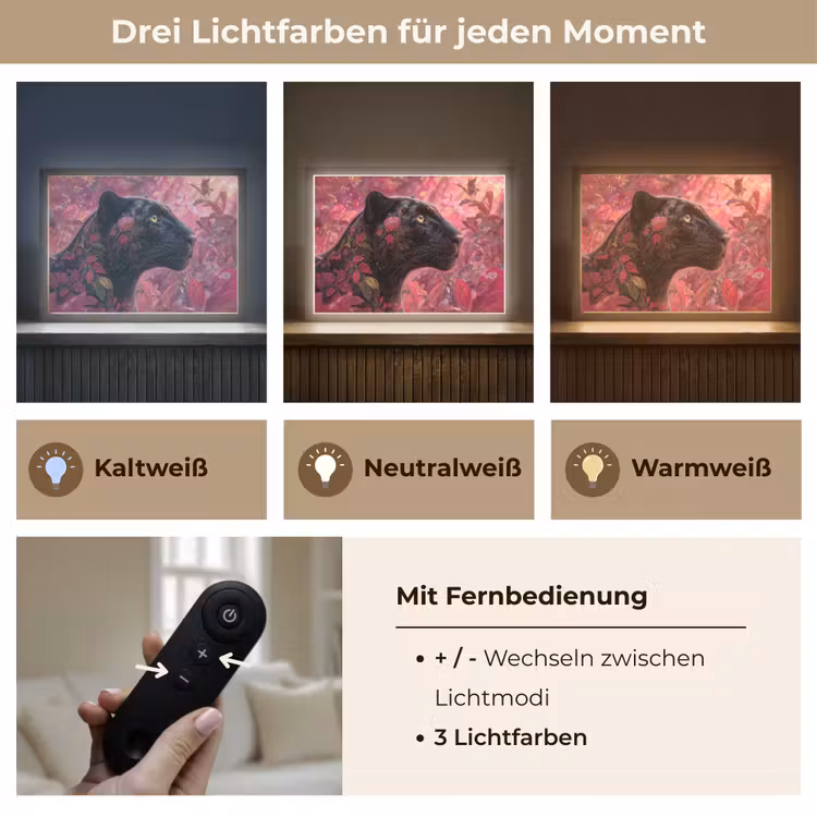 Lightbox - Wandleuchte - Leopard - Blumen - Rosa — 7