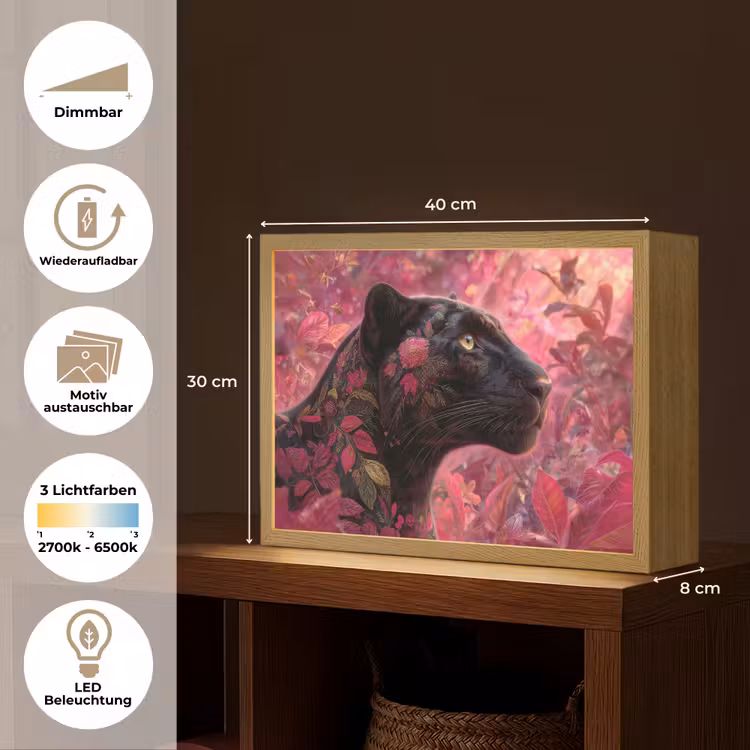 Lightbox - Wandleuchte - Leopard - Blumen - Rosa — 9