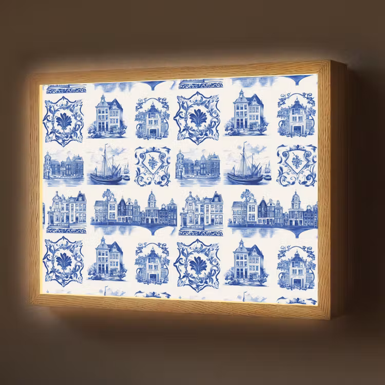 Lightbox - Wandleuchte - Häuser - Schiffe - Blau — 1