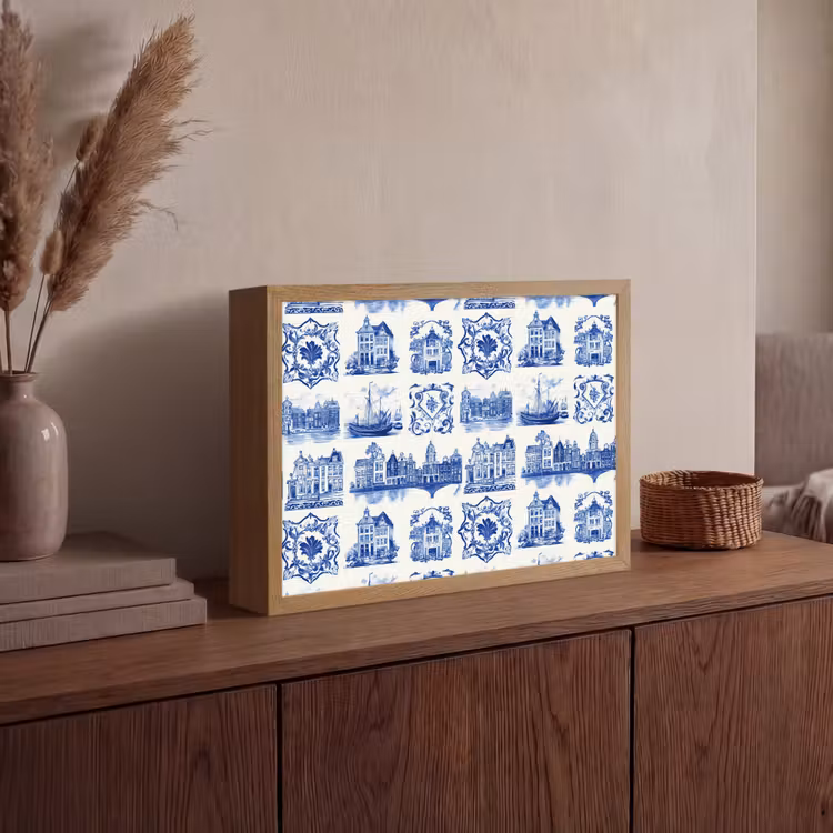 Lightbox - Wandleuchte - Häuser - Schiffe - Blau — 4