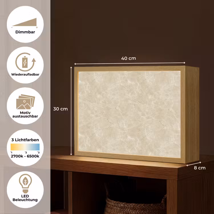 Lightbox - Wandleuchte - Hellbeige - Marmor - Diffusionsäderung — 9