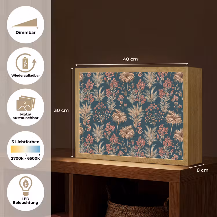 Lightbox - Wandleuchte - Botanisch - Muster - Blau — 9