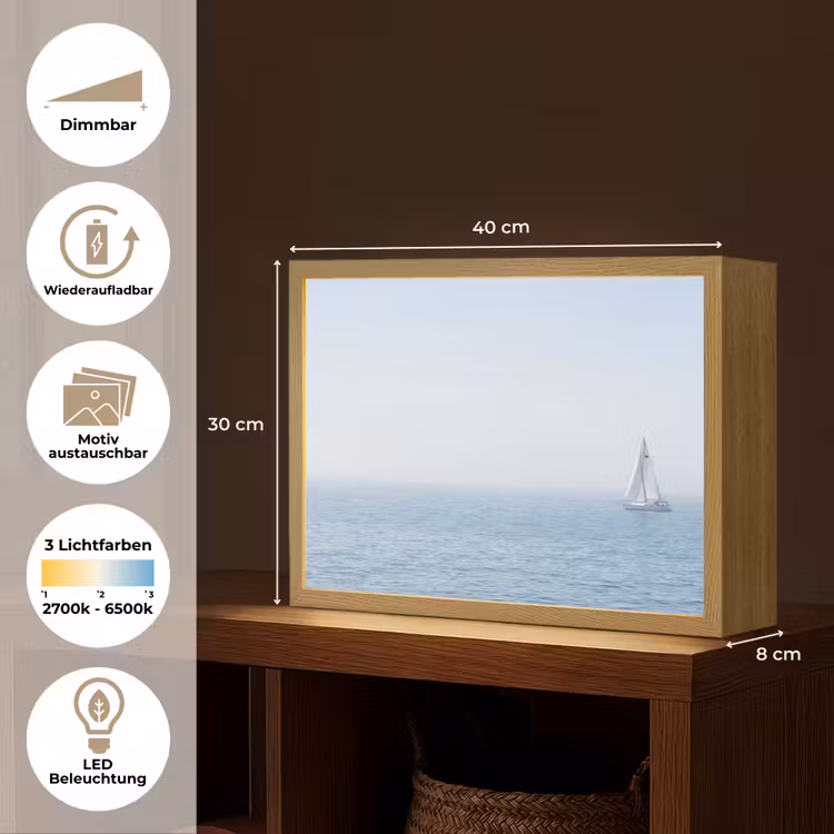 Lightbox - Wandleuchte - Horizont - Segelboot - Meer — 9