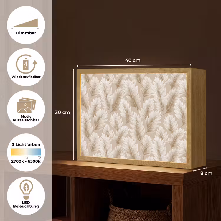 Lightbox - Wandleuchte - Botanisch - Muster - Beige — 9