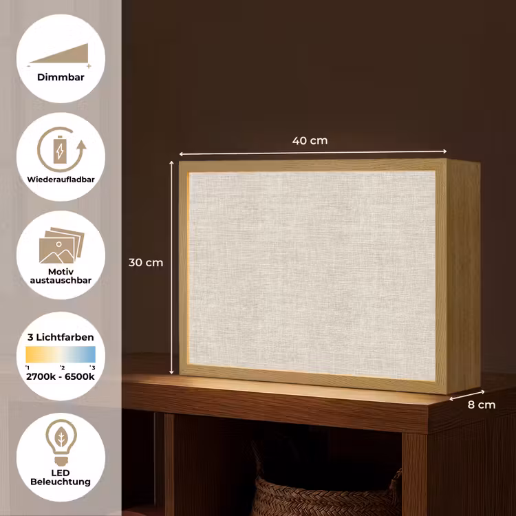 Lightbox - Wandleuchte - Leinen - Textur - Beige — 9