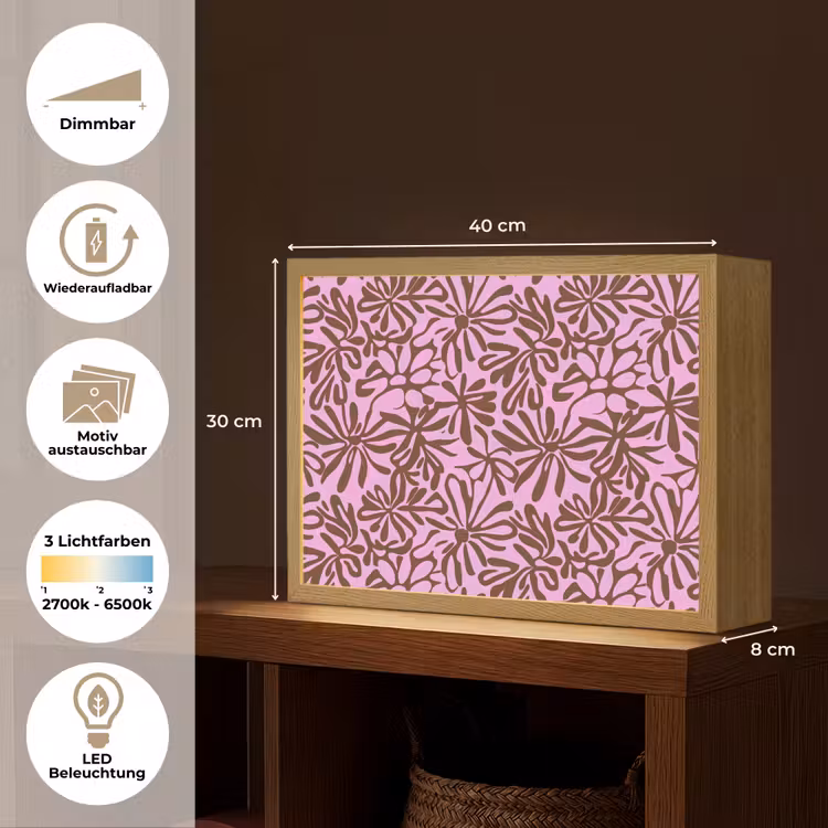 Lightbox - Wandleuchte - Bio - Muster - Rosa — 9