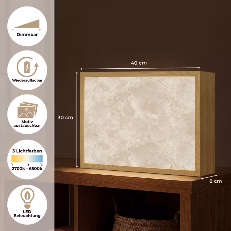 Lightbox - Wandleuchte - Hellbeige - Marmor - Adern — 9