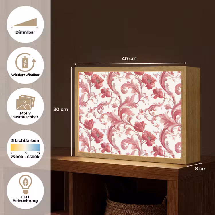 Lightbox - Wandleuchte - Barock - Muster - Rot — 9