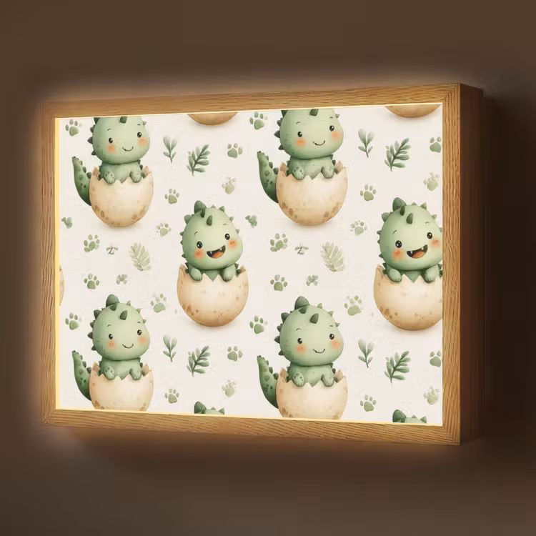 Lightbox - Wandleuchte - Dino - Eier - Grün — 1