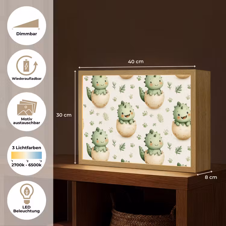 Lightbox - Wandleuchte - Dino - Eier - Grün — 9