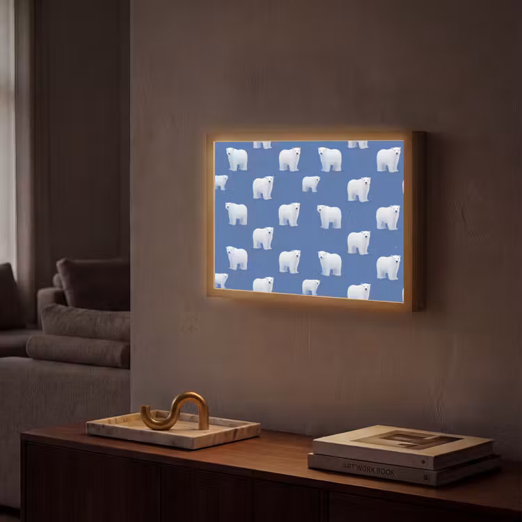 Lightbox - Wandleuchte - Eisbär - Muster - Blau — 2