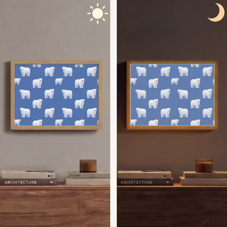 Lightbox - Wandleuchte - Eisbär - Muster - Blau — 5