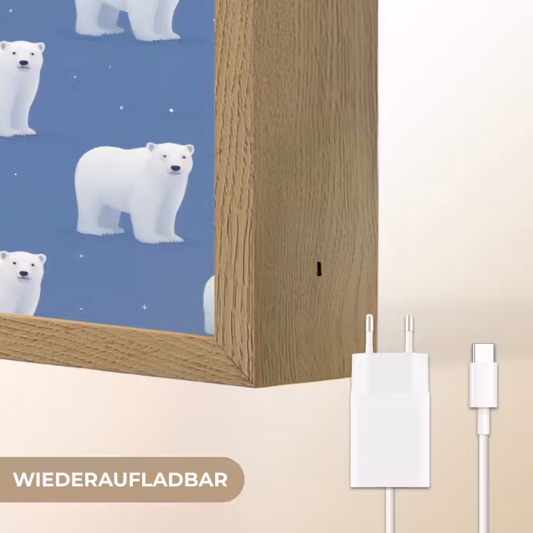 Lightbox - Wandleuchte - Eisbär - Muster - Blau — 6